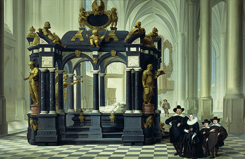 Family beside the Tomb of William the Silent in the Nieuwe Kerk Delft  by Dirk van Delen 1604-1671 Rijksmuseum Amsterdam SK-A-2352